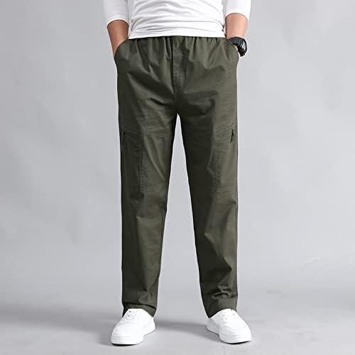 מכנסי מטען מזדמנים של SGAOGEW עובדים מכנסי מטען אמצע המותניים המותניים ירוק ירוק בכיס מלא מכנסי זבוב
