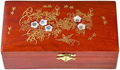 קופסת תכשיטים רטרו מעטפת פרח עץ אגס עם מארגן איפור מארגן קופסא מארגן מכולות נשים נשים נישואין נשים