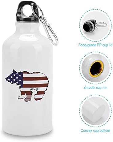 בקבוק אלומיניום דגל אמריקאי ספורט בקבוקי מים ספורטיביים ניידים עם קרבינר ומכסה טוויסט