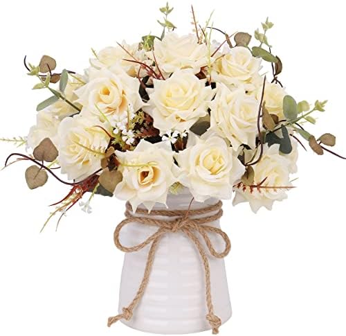 חתיכות שולחן שולחן ייליאג'יה פרחים מזויפים של אוכלים בקרמיקה אגרטלית, פרחים מלאכותיים, סידורי