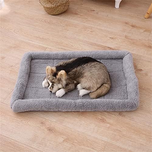 מיטת ארגז חיות מחמד מקורית מקורית רפידות מחצלת מלונה קטיפה קצרה רכה עם קרקעית ללא החלקה, מרגיעה לכלבים