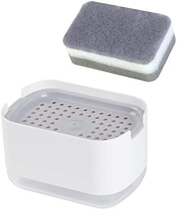 Ossoorth 10oz מתקן סבון כלים לכיור מטבח עם מחזיק ספוג דחוף כלפי מטה המשאבה קאדי מגש מכולה שטיפת כלים מארגן חומר