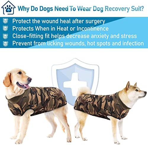 חליפת התאוששות לכלבים, חליפת התאוששות כירורגית לזכר נקבת כלבים לאחר ניתוח, חולצת התאוששות כלבים מודפסת הסוואה