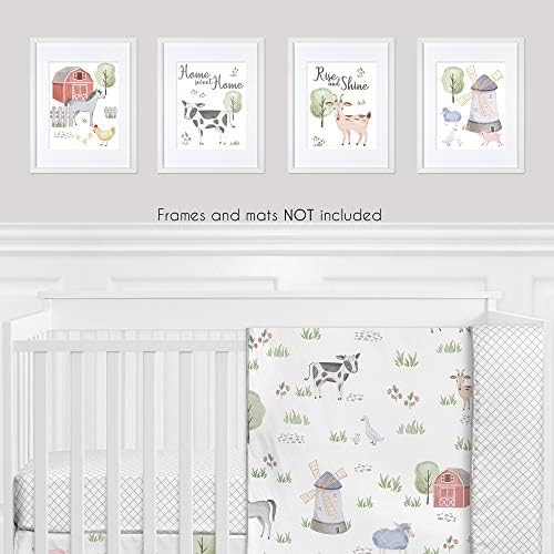 מתוק ג ' וג ' ו עיצובים חיות משק קיר אמנות הדפסי חדר תפאורה עבור תינוק, משתלה, וילדים-סט של 4-צבעי