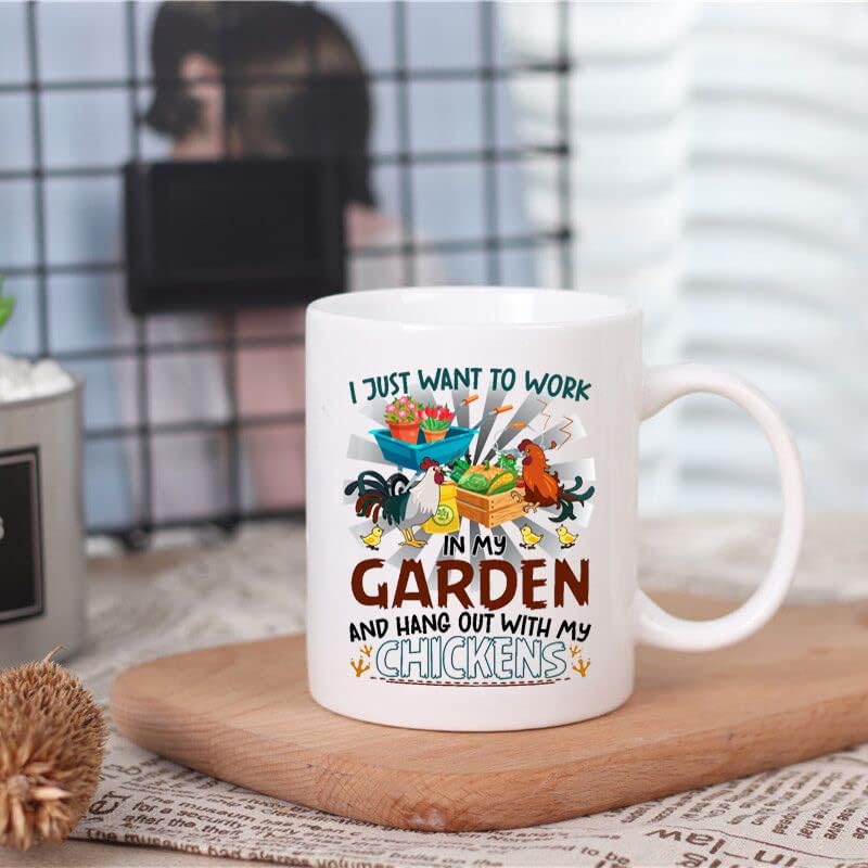 ספל קפה לגינה לגברים, נשים, גינון ומאהב עוף, אני רק רוצה לעבוד בגינה שלי ולבלות עם תרנגולות, מתנה לחקלאי,
