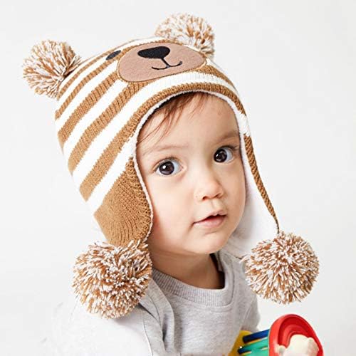 שיר צ'ינג תינוק פעוט חורף חורף פום פום כובע עם דשי אוזניים ילד פליס כובעי כפה סרוגים