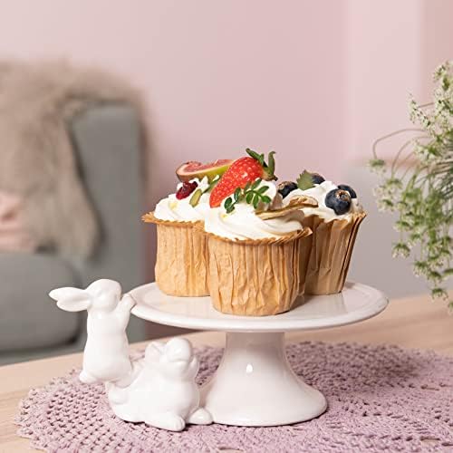 עוגת קרמיקה עומדת ארנב דקורטיבי - קישוט חג הפסחא מגש תצוגת עוגת יום הולדת למסיבת חתונה סיום מתנה עיצוב בית 8.25