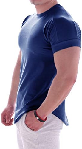 Magiftbox Mens שריר כותנה אימון קל משקל שרוול קצר חולצות טריקו כושר זיעה טי T24