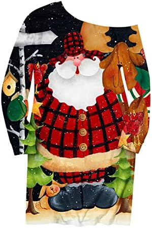 סווטשירט של עץ חג המולד סווטשירט צבע ישר וייחודי מעל כתף שרוול ארוך סוודר הדפס סוודר חולצות קלות