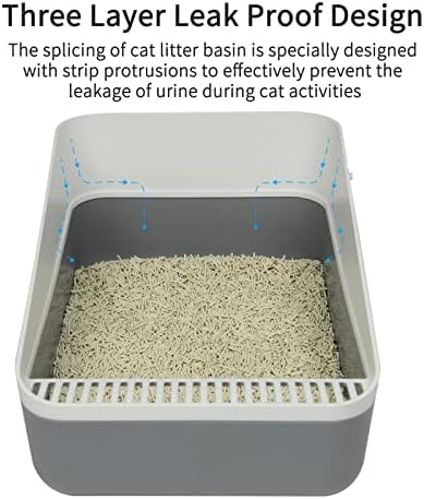 ריזארי סגור חתול ארגז חול, חצי פתוח נגד מתיז חתול ארגז חול, עמיד גבוהה צד ניפוי ארגז חול לחתולים
