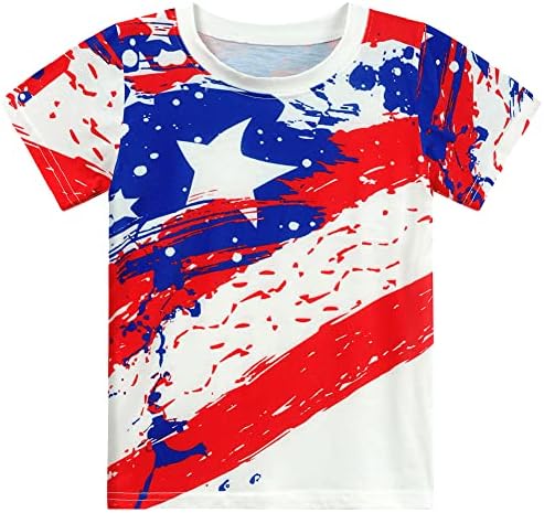בנים כוכבי חולצת טריקו של דגל אמריקאי כוכבים ופסים טי פטריוטי בנים קטנים 4 ביולי בגדים של יום הזיכרון 2-8T