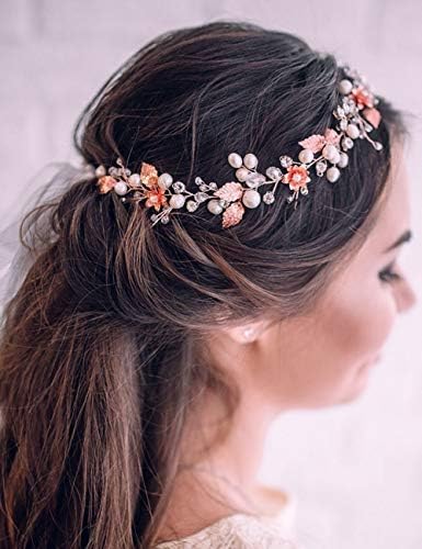 כלה פרל בגימור ריינסטון קריסטל כיסוי ראש פרח עלים שיער גפן מעדן שיער להקת חתונה שיער אביזרי עבור נשים
