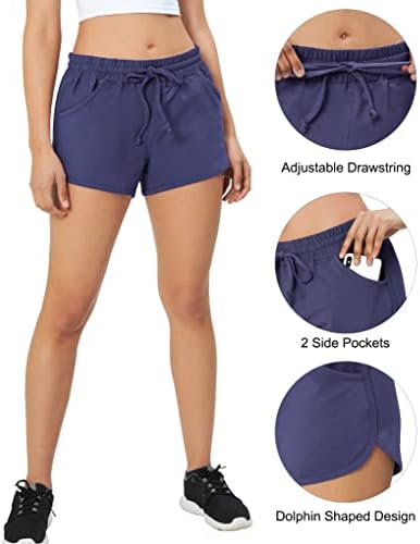 מכנסיים קצרים אתלטיים של Heathyoga לנשים המריצות מכנסיים קצרים למכנסיים קצרים של אימון עם כיסים