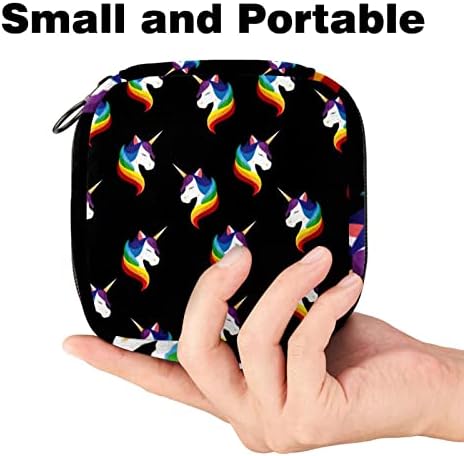 צבעוני חד קרן עם שחור מפית סניטרית אחסון תיק, וסת כרית תיק תחתונים ספינות טמפון מחזיק נשי מוצר