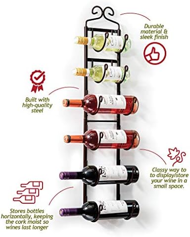 מתלה מגבות מתלה יין-ברונזה קיר מדף יין - קיר רכוב מתלה יין מתאים עד 6 רמת יין בקבוקי רבים מגבות -