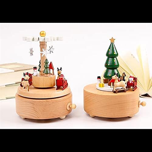 DLVKHKL קופסא מוזיקה מעץ מסיבת חג המולד עץ חג המולד קרוסלה קופסאות מוסיקה מתנה לחג המולד (צבע: D, גודל