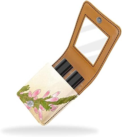 שפתון מקרה עם מראה חמוד נייד איפור תיק קוסמטי פאוץ, אביב ורוד פרח פרחוני