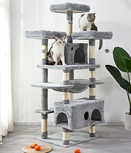 חתול עץ, 67 סנטימטרים רב-רמת חתול מגדל, חתול עץ בית עם סיסל-מכוסה מגרד הודעות, מרופד פלטפורמה,