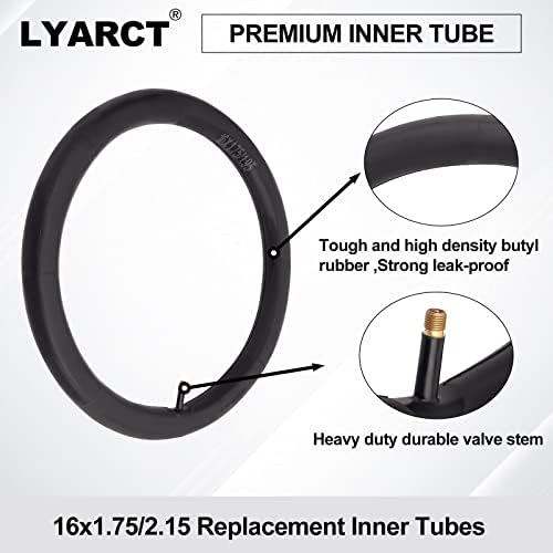 Lyarct 16 x 1.75/2.15 החלפת צינור פנימי לרוב צינור צמיג צמיג האופניים בגודל 16 אינץ '