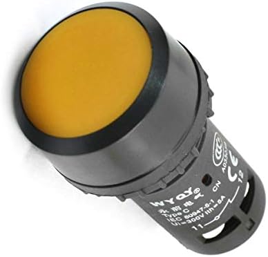 AEXIT DPST תפס מתגי מפעיל ראש צהוב כפתור כפתור כפתור כפתור לחצן מתגי 300V 5A