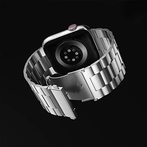להקת Fitlink Metal תואמת לסדרה Apple Watch 8 7 6 5 4 3 2 1 SE Apple Watch Ultra, נירוסטה פס