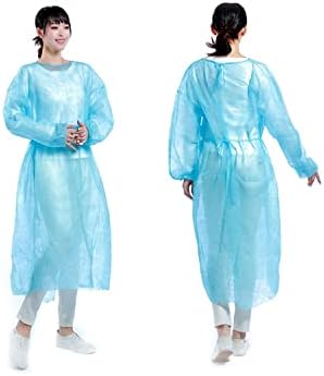 ZMDREAM שמלת בידוד חד פעמית אטומה למים עם שרוול סריג ומותניים חבילה של 10 כחול
