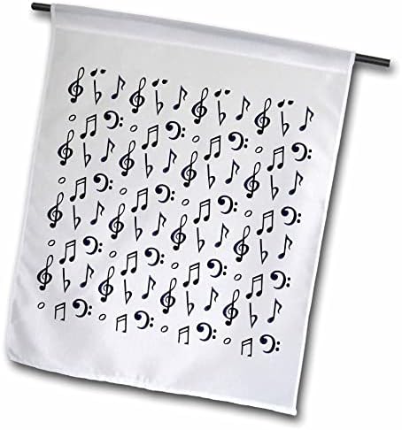 תבנית 3 של תווים מוזיקליים שחורים, בס, טרבל קלפים, רקע בז ' - דגלים