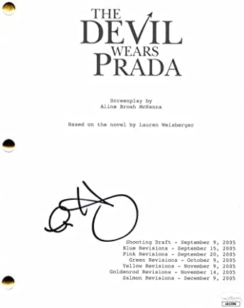 אן הת'אווי חתמה על חתימה השטן לובש תסריט סרטים מלא של פראדה עם אימות ג'יימס ספנס ג'סא - הופך לג'יין, הר ברוקבק,