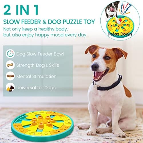 צעצועי פאזל לכלבים, מתקן קערת מזין איטי לכלבים,צעצועי כלבים אינטראקטיביים לאימון מנת משכל והעשרה נפשית, משחקי