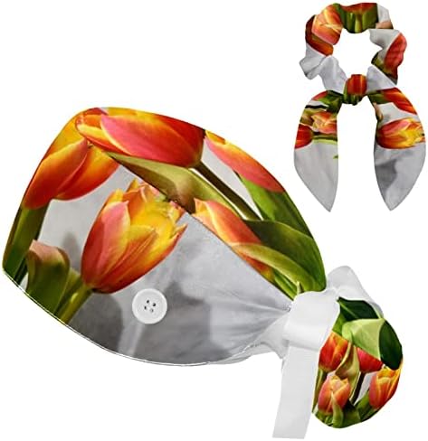 חמנית Helianthus Blossom Bloom פרחים כובע כירורגי עם כפתורים/שיער קשת משתרע לשיער ארוך