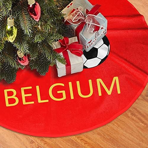 חצאית עץ חג המולד, מחצלת עץ כדורגל בלגיה 30-48 אינץ 'לקישוטים לחג המולד קישוטים למסיבות חג