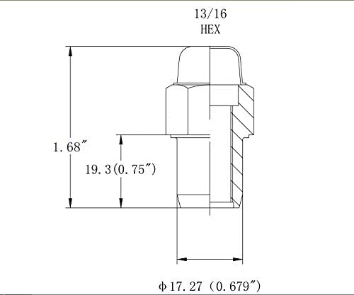 סט של 20 יח 'אגוזי גלגל אגוזים M12x1.5,13/16 משושה/מפתח ברגים, אורך כולל 1.68, כרום שטוח עליון מגה 0.75