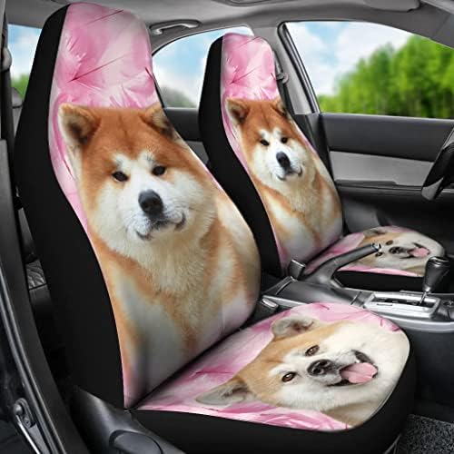 אקיטה כלב על ורוד הדפסת רכב מושב מכסה כושר אוניברסלי רכב מושב מכסה-אקיטה כלב הדפסת רכב מושב מכסה