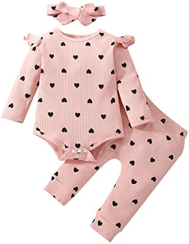 vivifayee יילוד תינוקות בגדים בגדים תלבושות תינוקות פרועות מכנסיים רומנים שרוול ארוך סט 3 יחידות