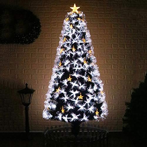 עץ חג מולד מלאכותי של 6.8ft, עץ צייר אשוחית פרימיום עם נורות LED ומעמד מתכת מתקפל, PVC ידידותי לסביבה מעכב