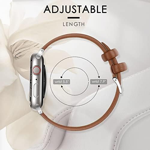 רצועת עור Eyamumo תואמת לפס שעון Apple 38 ממ 40 ממ 41 ממ, רצועת עור מקורית דקה ואלגנטית דקה תואמת