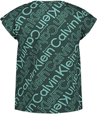 חולצת טריקו עם שרוול קצר של בנות קלווין קליין, צווארון צוואר צוות ופרטי לוגו