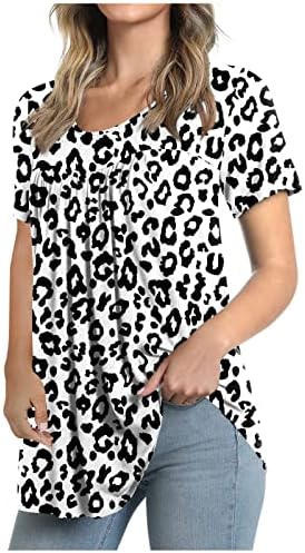 אופנה בתוספת גודל חולצות לנשים קצר שרוולים צווארון עגול חולצה חולצות פסים רופף חולצה חולצות 2023 קיץ טיז