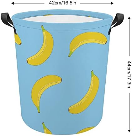 FODUOODUO תבנית בננה סלסלת כביסה על הכביסה הכחולה עם ידיות פטיש מתקפל תיק אחסון בגדים מלוכלכים לחדר שינה, חדר