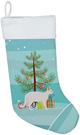 אוצרות קרוליין CK4602CS לבן דבון רקס חתול חג מולד שמח חג מולד חג מולד, אח תלויה גרביים עונת חג