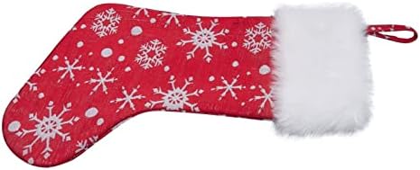 גרבי גרביים של גרבי חג המולד של פתית שלג אדומה, קישוט עץ חג המולד, תלייה דקורטיבית, תיקים, שקיות מתנה