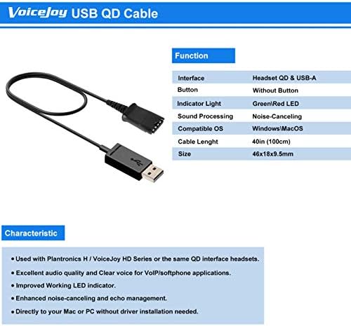 מתאם USB של Voicejoy תואם לפלנטרוניקה אוזניות קווית ניתוק מהיר
