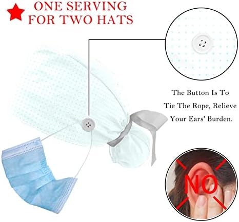 2 חתיכות כובע עבודה מתכוונן עם כפתורים ועניבת סרט לנשים שיער ארוך, מפת הים התיכון