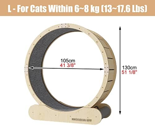 גלגלי הליכון מקורה של מוהטה מקורה מעץ, 80/95/105 סמ גלגל אימון לחתול לירידה במשקל, צעצועי גלגל