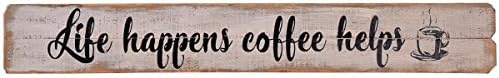 החיים הביתיים של ניקי קורה קפה עוזר - שלטי קפה לעיצוב הבית החווה כפרי עיצוב קפה עץ 32.09 x 1.1 x 4.53 אינץ '