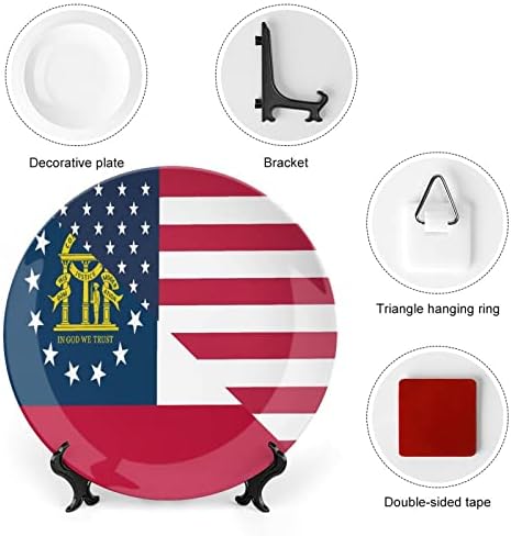 אמריקה וג'ורג'יה דגל עצם דגל סין צלחת דקורטיבית צלחות קרמיקה עגול