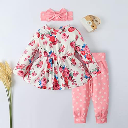 פעוטות בגדי ילדה תינוקת תינוקות סתיו תלבושות פרחוניות שרוול ארוך צמרות מכנסיים בגדי חורף סט 0m-5t