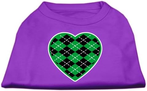 מיראז ' מוצרים לחיות מחמד ארגייל לב ירוק מסך הדפסת חולצה סגול מד