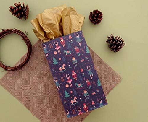 שקיות לטובת חג המולד - 24-לספור עיצוב דפוס חג המולד עם מפצח אגוזים & מגבר; בלרינה על שקיות צהריים