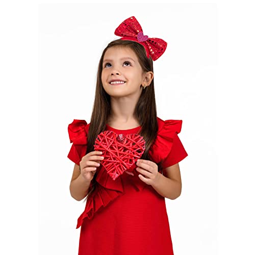 חג האהבה לב בגימור עבור בנות נשים גליטר נצנצים לב בגימור אדום קופידון שיער אבזרים